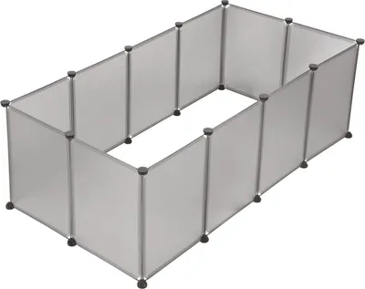 Zdjęcie produktu dla Ogrodzenie dla małych zwierząt XXL – regulowana ogrodzenie dla zwierząt domowych do użytku wewnątrz – szare – 145 x 75 x 46 cm