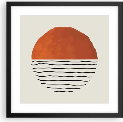 Produktbild von Gerahmtes Poster - Schwarzer Rahmen - Modern Sonne Meer - 40x40 cm - Wand Bild - Wanddeko - Wandbilder - Kunstposter - Wandposter - Bilderrahmen - Bilder - Kunstdruck - P2BAC40x40-4512