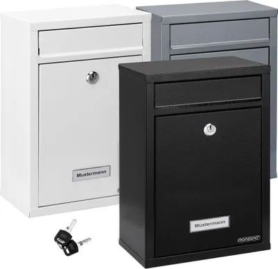 Image de MONZANA® Boîte aux lettres murale Blanche Boîte postale Boîte aux lettres acier incl. 2 clés plaque nominative verrouillable