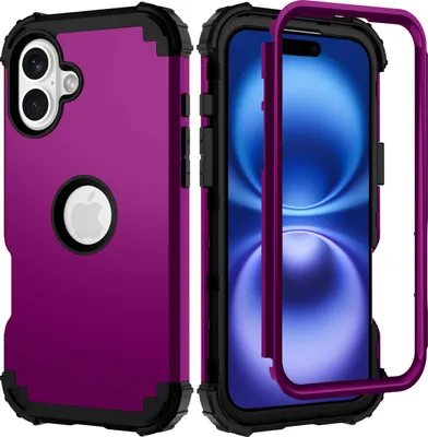 Obrázek produktu pro Pouzdro pro iPhone 16 Hybridní 3v1 PC a TPU nárazuvzdorné, odolné pouzdro Fialová