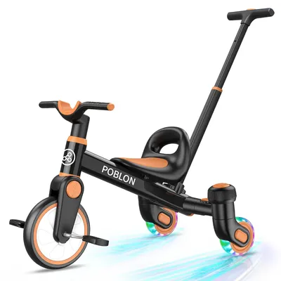 Produktbild von Dreirad für Kleinkinder - Drift-Trike 1,5–5 Jahre - 360° Drehung - Leuchtende Räder - Verstellbarer Sitz - Schwarz