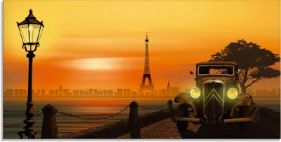 Produktbild von ARTland Glasbild Paris Nostalgie Größe: 60x30 cm