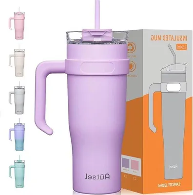 Produktbild von Isolierte 40oz Reisebecher mit Deckel und Trinkhalm für heiße und kalte Getränke