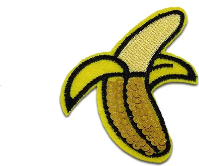 Produktbild von Banane Obst Frucht Mit Pailletten - Aufnäher, Bügelbild, Aufbügler, Applikationen, Patches, Flicken, Zum Aufbügeln, Größe: 5,7 x 4,8 cm