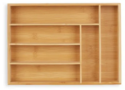 Produktbild von Relaxdays Besteckkasten, Schubladeneinsatz mit 6 Fächern, für Küchenbesteck, Bambus, HxBxT 5 x 25,5 x 35,5 cm, natur