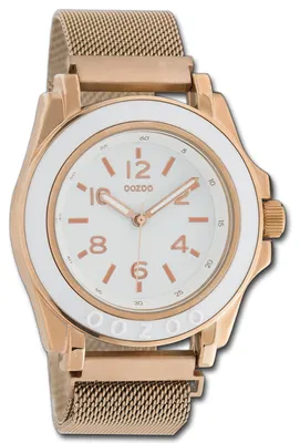 Productafbeelding van Oozoo dameshorloge, roodgouden metalen band, quartz uurwerk, analoog, model D3UOC10738