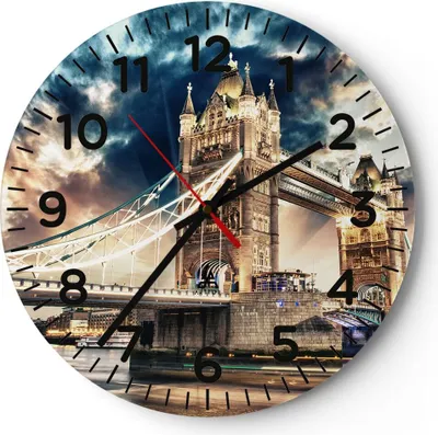 Produktbild von Wanduhr - Rund - Glasuhr - London parlament architektur groß ben - 30x30cm - Schleichendes Uhrwerk - Lautlos - zum Aufhängen bereit - Dekoration Modern - Wanddekoration aus Glas - C4AR30x30-2438