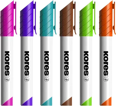 Obrázok produktu pre Kores M20802, 6 kusov, Modrá, Hnedá, Svetlozelená, Oranžová, Ružová, Fialová, Guličkové zakončenie, Viacfarebný, Kolo, 3 mm