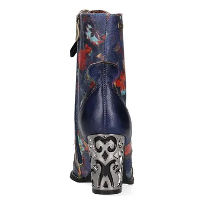 Produktbild von LAURA VITA Leder-Schnürstiefelette Ledao 24 bleu blau bunt mit zusätzlichem Reissverschluss innen und tollem Metalloptik Absatz Grösse 38 EU