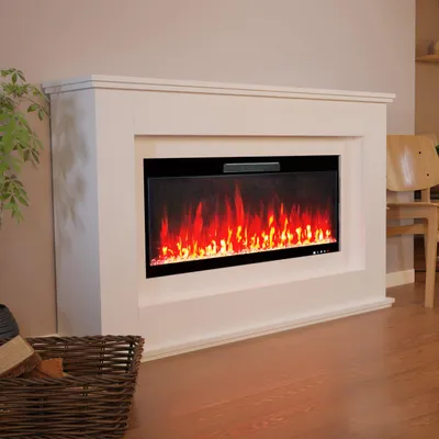 Produktbild von Glow Fire Elektrokamin 'Rhea' | LED Standkamin in weiß mit Heizung (1500 W) | HxBxT: 97x158x33 cm
