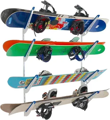 Immagine prodotto di Scaffale regolabile per lo stoccaggio di snowboard, supporto a parete, per 4 tavole