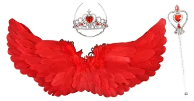 Produktbild von Engelsflügel für Mädchen und Frauen, Federflügel mit Krone und Zauberstab, Feenkostüm-Accessoires für Cosplay und Halloween-Partys