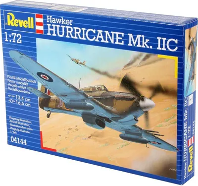 Produktbild von Revell Modellbausatz Flugzeug 1:72 - Hawker Hurricane Mk.IIC im Maßstab 1:72, Level 3, originalgetreue Nachbildung mit vielen Details, 04144