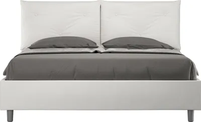 Produktbild von ITYHOME - Gepolstertes Bett ohne Lattenrost 160x190 mit Kunstlederbezug Weiß Appia