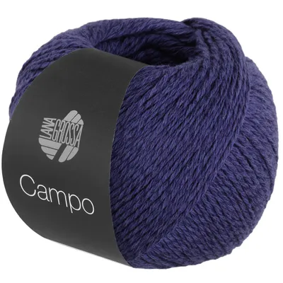A ball of dark blue yarn with a black label.