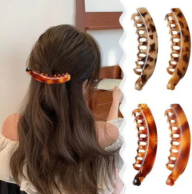 Produktbild von 4 große Bananen-Haarspangen im Vintage-Stil für dünnes und dickes Damenhaar