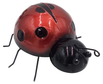 Image de BURI Coccinelle décorative en métal Figurine décorative Décoration de jardin Figurine de jardin Coccinelle 16,5 x 17,5 cm
