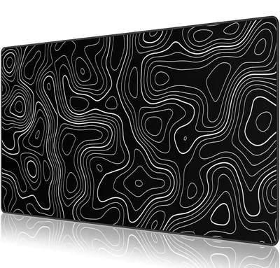 Image de Tapis de souris gaming XXL, 900 x 400 mm, noir, topographique, étanche, antidérapant