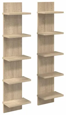 Zdjęcie produktu dla vidaXL Półka ścienna, 2 szt., Sonoma, dąb, 22 x 15 x 100 cm, płyta wiórowa