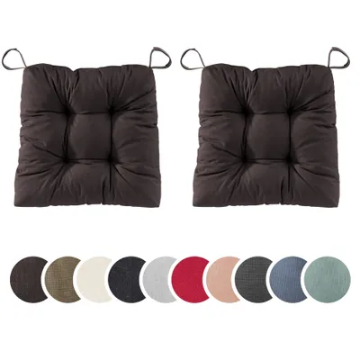 Image de sleepling - Set de 2 coussins de chaise, coussin d'assise, pour l'intérieur et l'extérieur, 40 x 38 cm, châtaigne