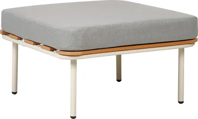 Produktbild von BELIANI Garten Hocker Weiß / Hellbraun mit Auflage Grau 74 x 74 cm aus Kunstholz Metall Quadratisch Outdoor Hocker Gartenmöbel Terrassenmöbel