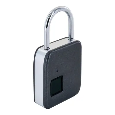 Obrázok produktu pre Schwaiger 715941, štandardný visiaci zámok, Biometrický kľúč, stan, Čierna, Šedá, Nerezová oceľ, Kov