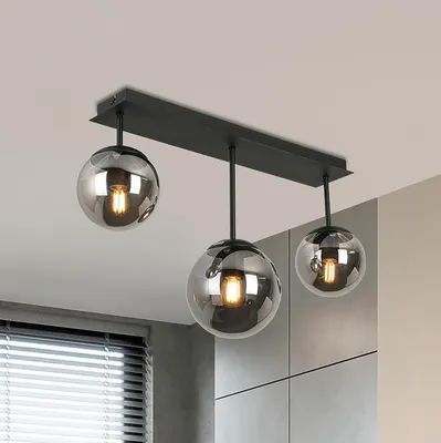 Produktbild von home24 Deckenleuchte - Eisen / Rauchglas - Schwarz