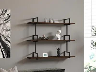 Image de Skye Decor, Uras- Uras PUQ, couleur noyer, étagères murales, 76x90x22,5 cm, 100% bois de pin
