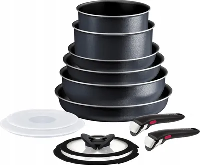 Produktbild von Tefal Ingenio L7239223, Gemischtes Set, Grau, Aluminium, Titan, Schwarz, Edelstahl, Glas/Kunststoff