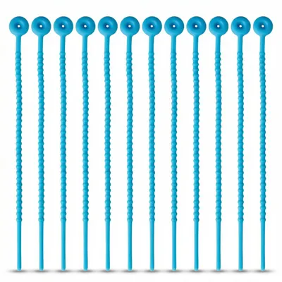Produktbild von 12 Stück Rouladenbinder XXL 54 cm Set Wiederverwendbar Silikon Binder für Rouladen Spargel Silikonbänder Blau für Braten von Fleisch Gemüse Fisch