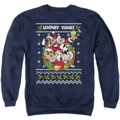 Image de Sweat à capuche Looney Tunes, modèle "Christmas Ugly Christmas", unie, pour hommes et femmes, mélange de polyester, référence TV36162 (taille XXL), couleur marine