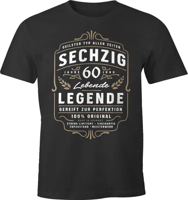 Produktbild von Herren T-Shirt Lebende Legende Alter 18 - 90 Geburtstag Geschenk für Männer MoonWorks® Sechzig anthrazit L
