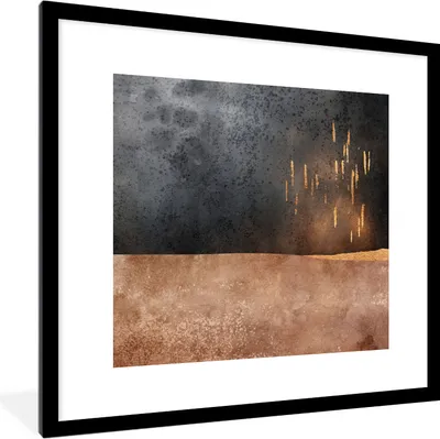 Produktbild von MuchoWow® Gerahmtes Poster Abstrakt - Gold - Design 40x40 cm - Poster mit Schwarzem Bilderrahmen Wandposter Rahmen Foto Bilder - Poster - Plakat im Rahmen