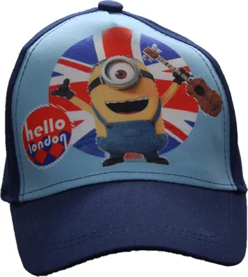 Obrázek produktu pro Kšiltovka Minions baseballová čepice "Hello London" se zapínáním na suchý zip pro děti, velikost 54 v modré barvě, fanouškovský merchandise