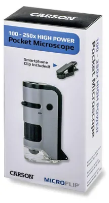 Obrázok produktu pre Carson MICROFLIP, Digitálny mikroskop, Čierna, Nerezová oceľ, 250x, 100x, Batérie, 32 mm