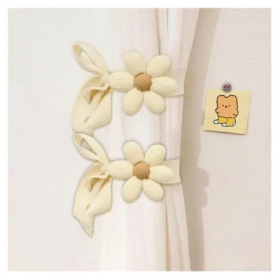 Produktbild von 2 Stück Vorhang Raffhalter Gardinenband im Boho-Stil mit Blumenmotiven