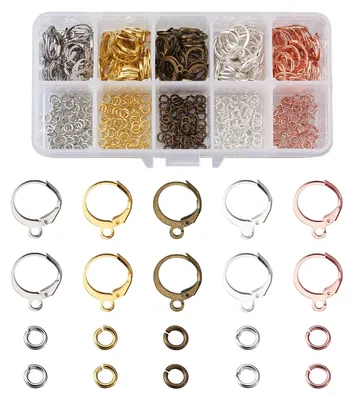 160 Ohrhaken aus Messing, 5 Farben, mit Ringen für DIY