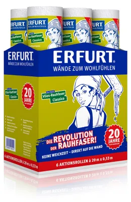 Produktbild von 20 Jahre ERFURT Vlies-Rauhfasertapete CLASSICO 6 Aktionsrollen 20 m x 0,53 m Vliestapete Tapete Rauhfaser
