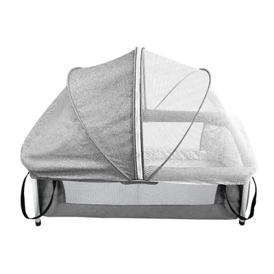 Produktbild von Beistellbett Babywiege faltbar mit Matratze Moskitonetz Netzgewebe Babybett 90x50x35cm Grau