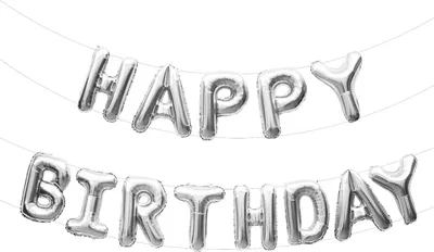 Produktbild von Oblique Unique Happy Birthday Folienballon Girlande in Silber Geburtstag Party Deko