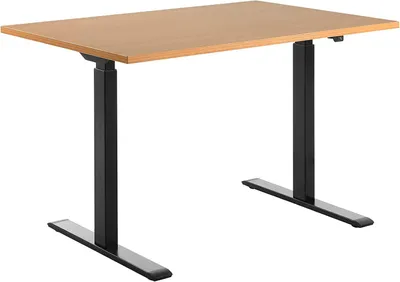 Produktbild von Topstar E-Table elektrisch höhenverstellbarer Schreibtisch buche rechteckig, T-Fuß-Gestell schwarz 120,0 x 80,0 cm