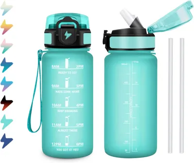 Immagine prodotto di Borraccia per bambini con cannuccia, capacità 500 ml, a prova di perdite, ideale per la scuola e lo sport