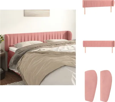 Produktbild von vidaXL Kopfteil mit Ohren Rosa 163x23x78/88 cm Samt -  Kopf- & Fußenden