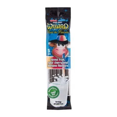 Produktbild von QUICK MILK - Wizard - Trinkhalme mit Waldfrucht, Bananen und Kirschgeschmack - 30 g