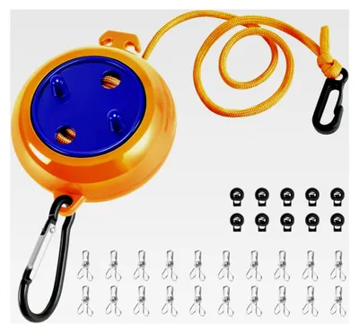 Produktbild von Ausziehbare Wäscheleine, tragbare 10m Wäscheleine für Camping, Urlaub und Outdoor-Aktivitäten (Orange)
