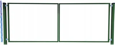 Produktbild von Doppelflügeltor -Rahmen für Zaunlatten und Paneele 150 cm Grün RAL6005 + PFOSTEN | Zaunlatten zweiflügelige Toranlage Einfahrtstor Doppelstabmatten