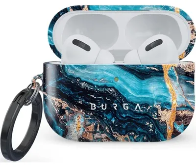 Produktbild von Schutzhülle für AirPods Pro 3, Burga Mystic River, Blau-goldener Marmor