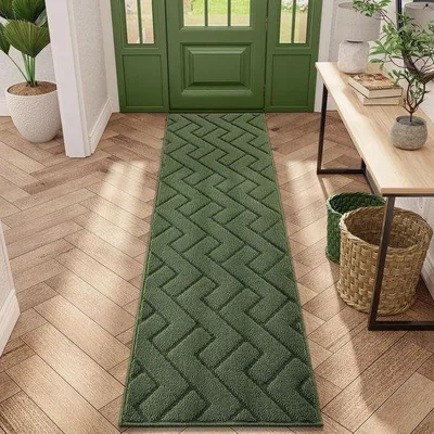 Produktbild von Famanu Türmatte für Innen, waschbar, 50 x 150 cm, rutschfest, absorbierend, grün