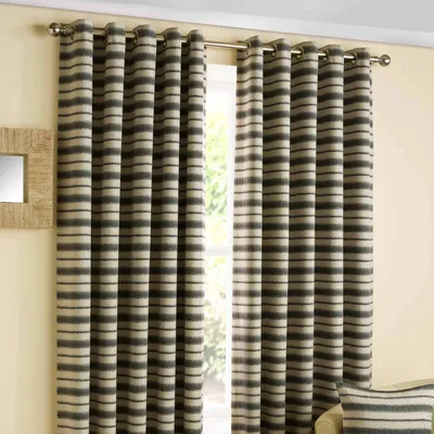 Produktbild von HOMESCAPES Moderne Gardinen mit Ösen gestreift anthrazit 2 Stück L 137 x B 165 cm