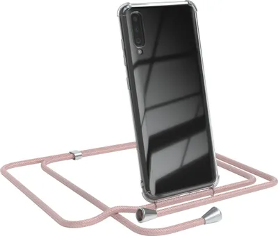 Produktbild von EAZY CASE Handykette kompatibel mit Samsung Galaxy A70, Handyhülle mit Umhängeband, Handykordel, Schutzhülle Clear, Band in Rosa